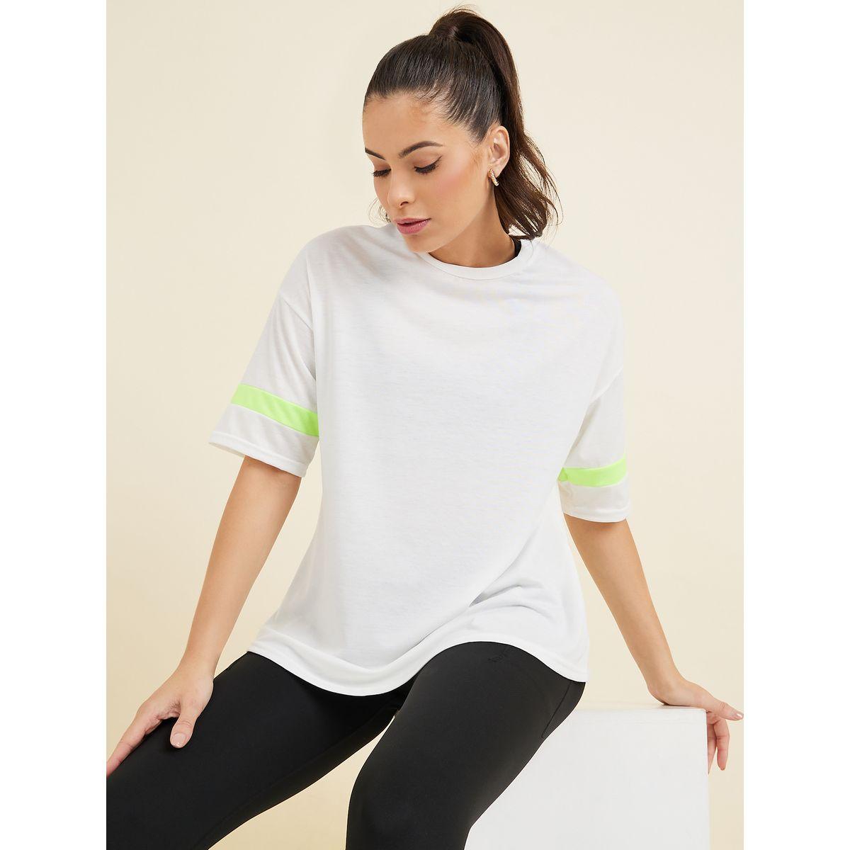 Styli Active Contrast Sleeve Band Loose Yoga Fit Top-sports-women-clothing-tshirtsandvests-image-1
