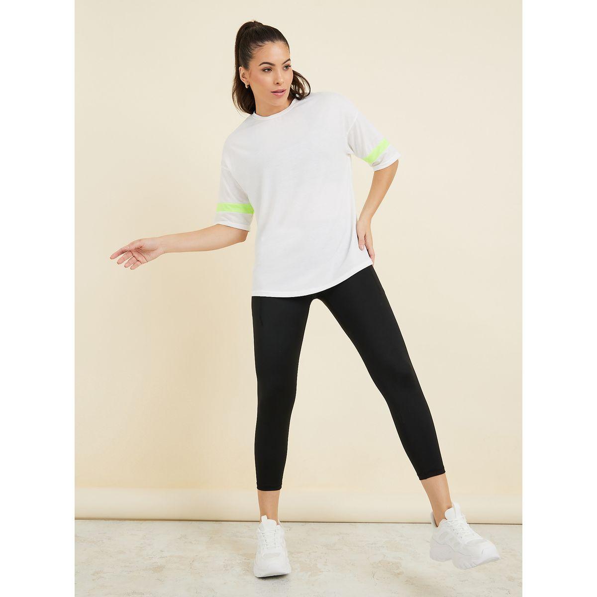 Styli Active Contrast Sleeve Band Loose Yoga Fit Top-sports-women-clothing-tshirtsandvests-image-2