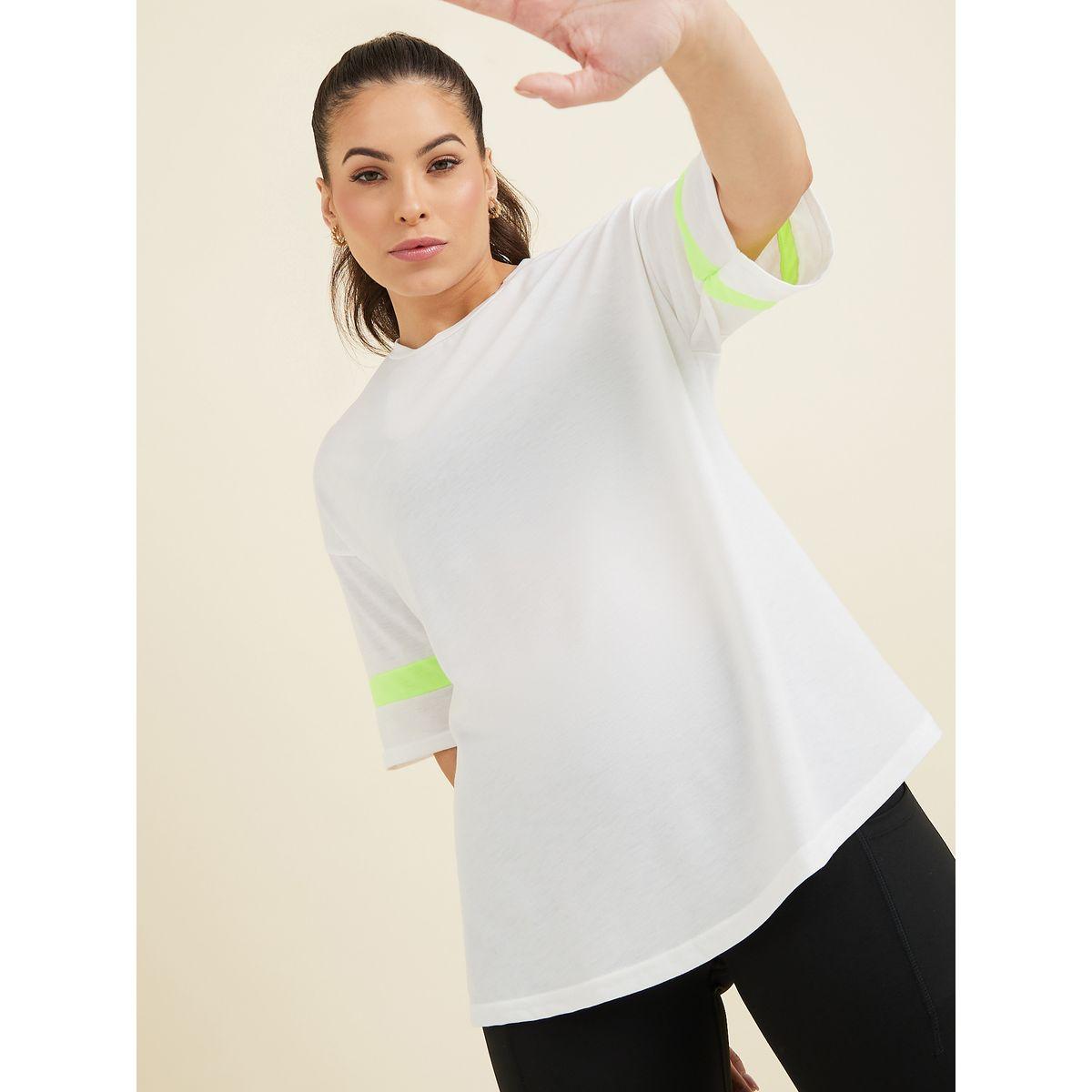 Styli Active Contrast Sleeve Band Loose Yoga Fit Top-sports-women-clothing-tshirtsandvests-image-3