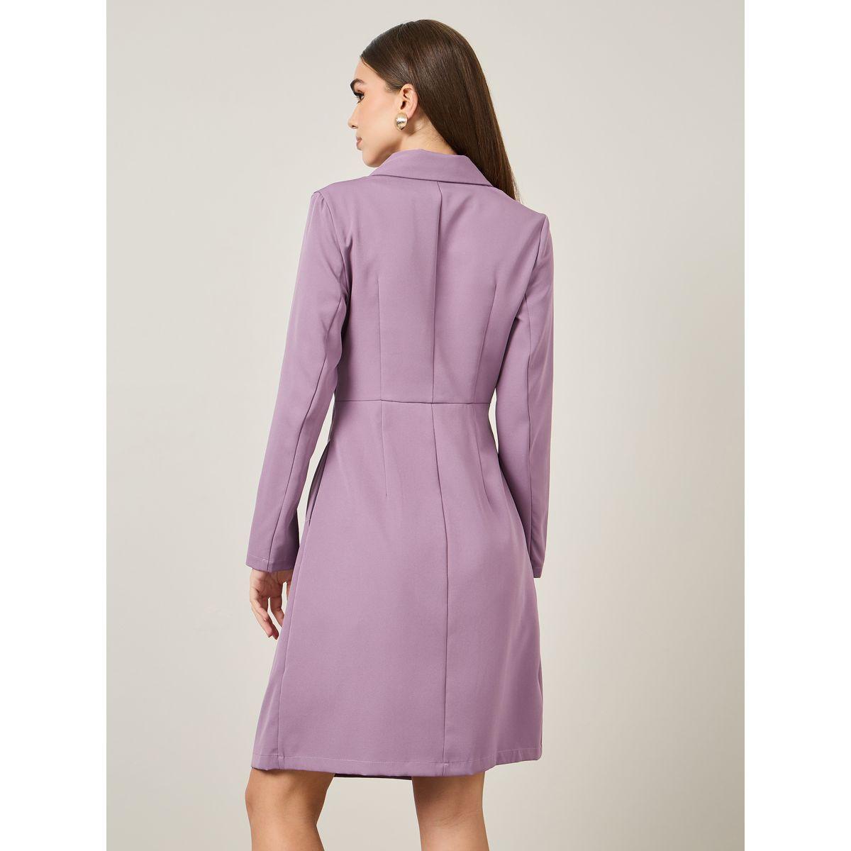 Styli Notch Lapel Wrap Front Blazer Knee Length Dress-women-clothing-dresses-image-4