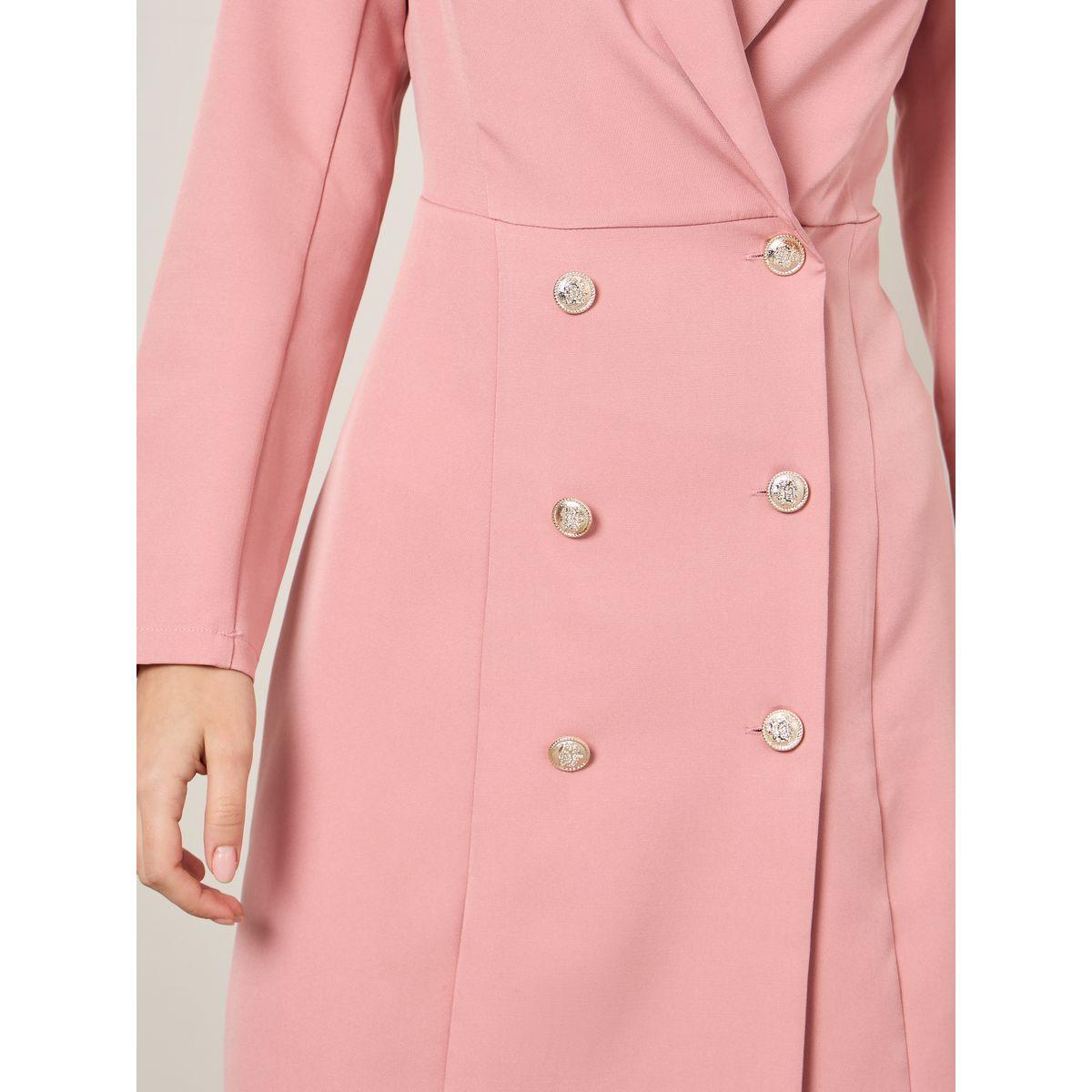 Styli Notch Lapel Buttoned Blazer Knee Length Dress-women-clothing-dresses-image-3
