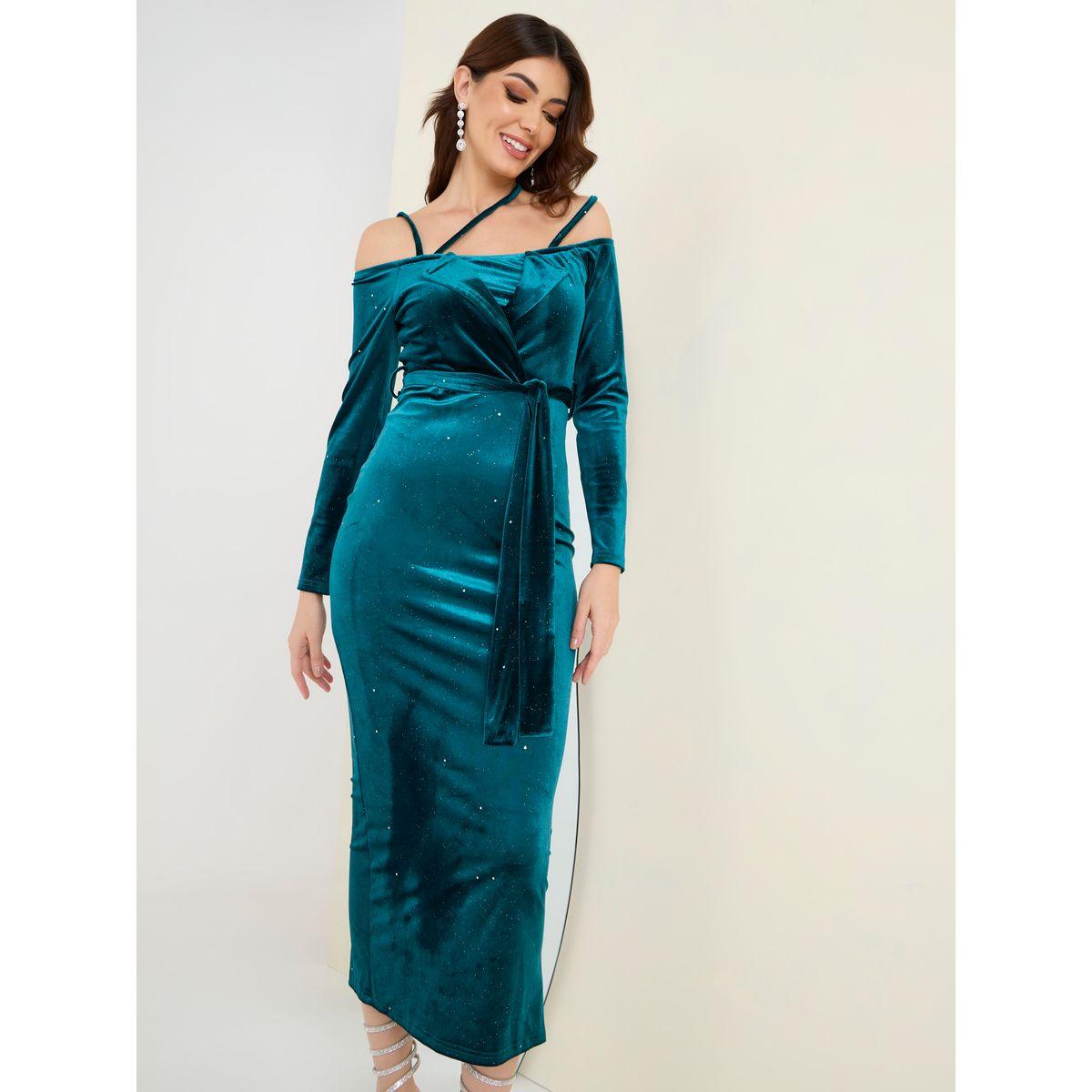 فستان ميدي بأكتاف مكشوفة وأربطة-women-clothing-dresses-image-3