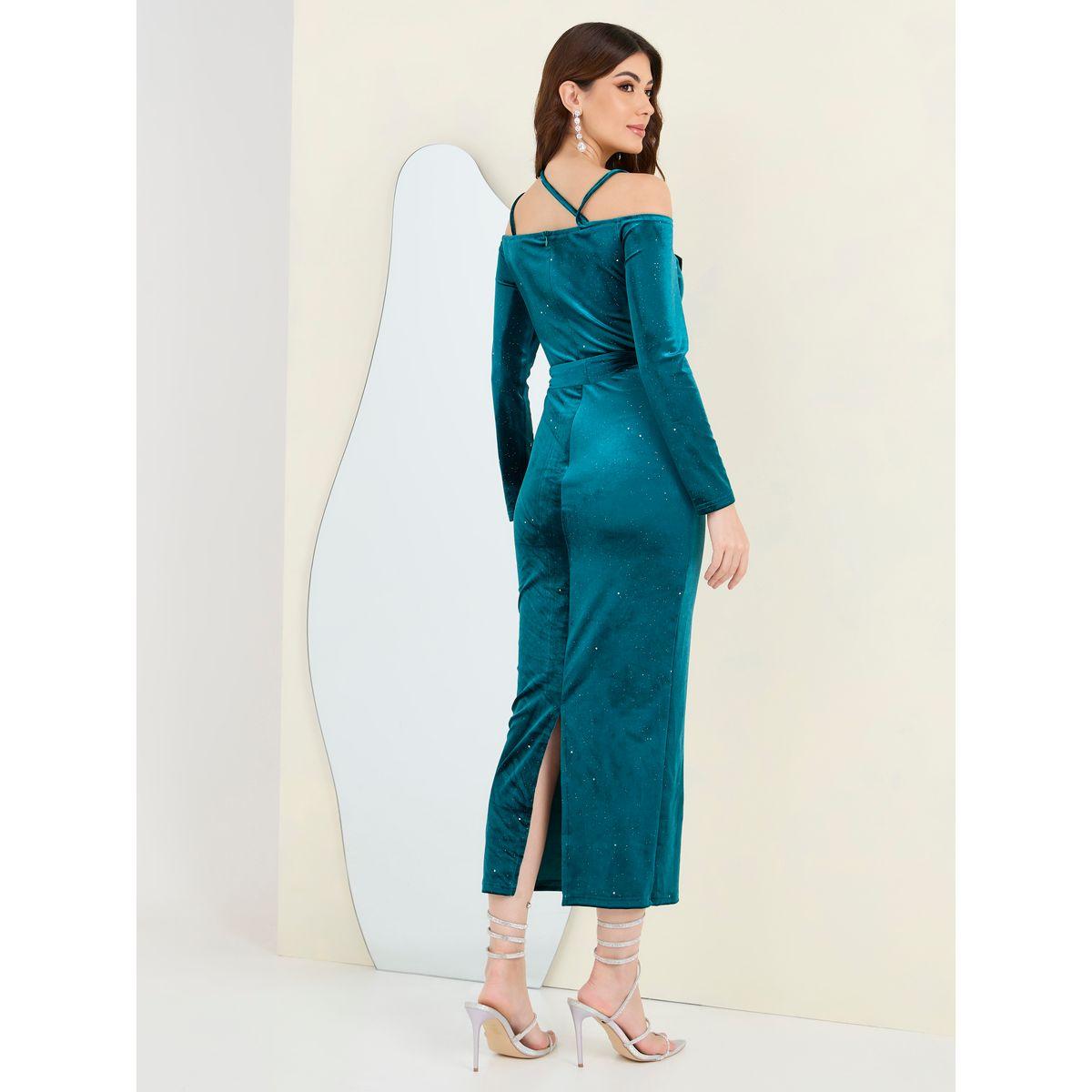 Styli Off Shoulder Tie Up Detail Bodycon Midi Dress-women-clothing-dresses-image-5