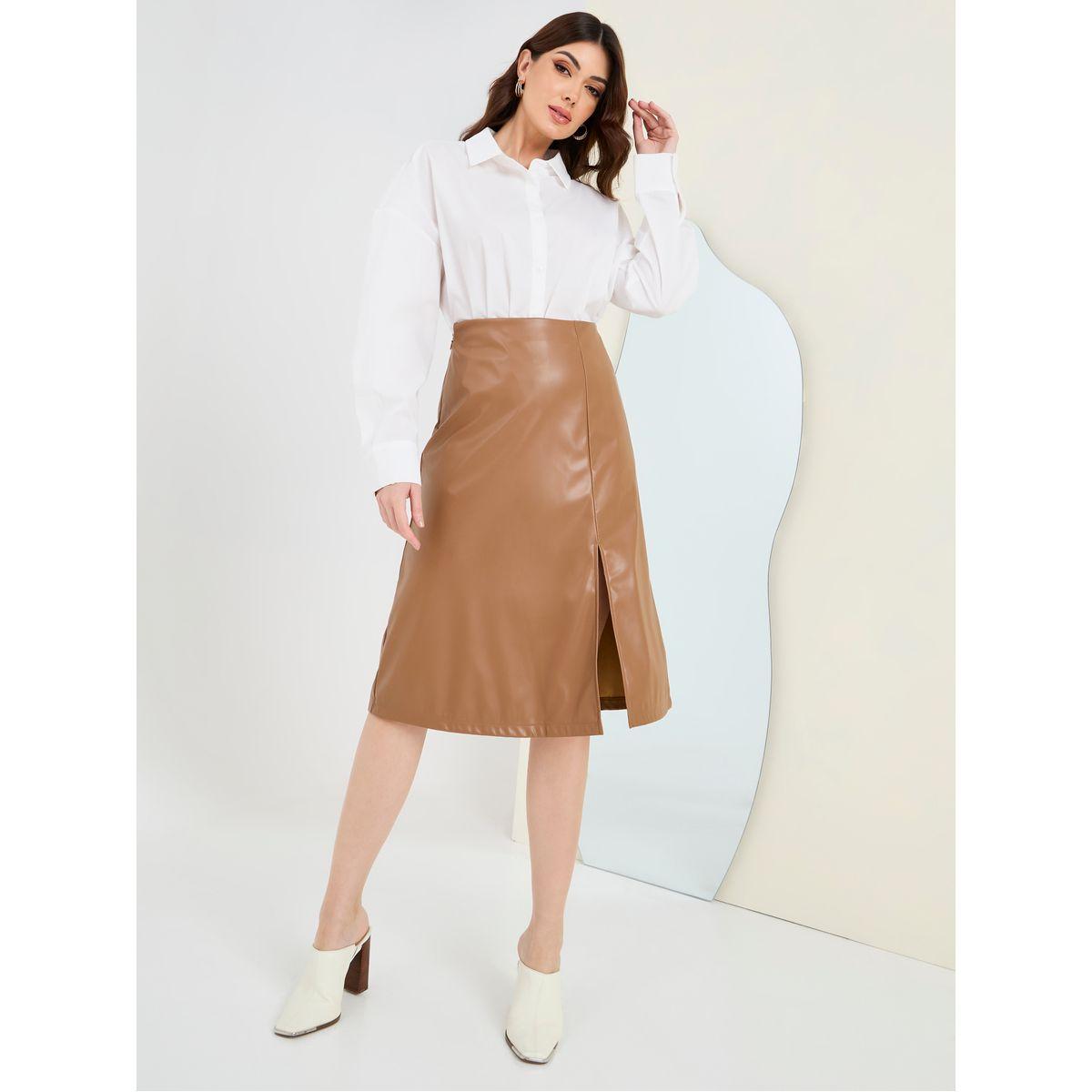 تنورة ميدي بشق جانبي-women-clothing-bottoms-skirts-image-1