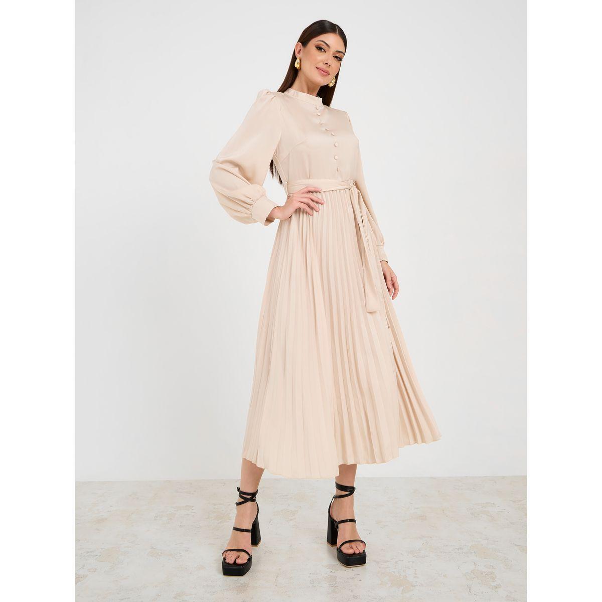 فستان ميدي بياقة عالية-women-clothing-dresses-image-1
