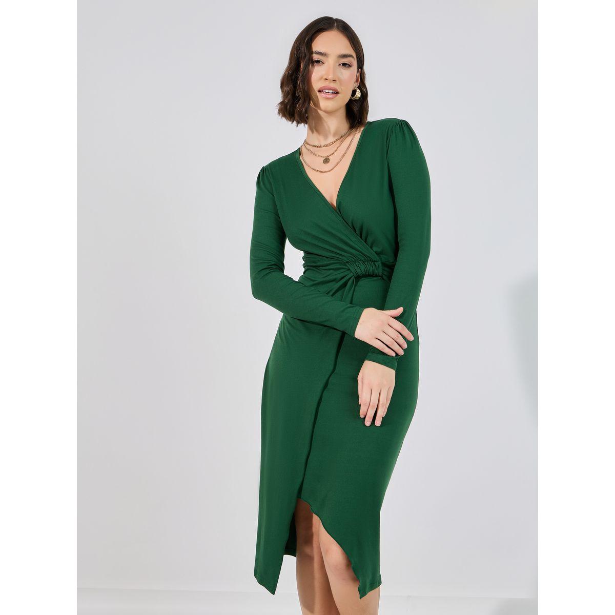 Styli Knotted Wrap Front Bodycon Midi Dress-women-clothing-dresses-image-2