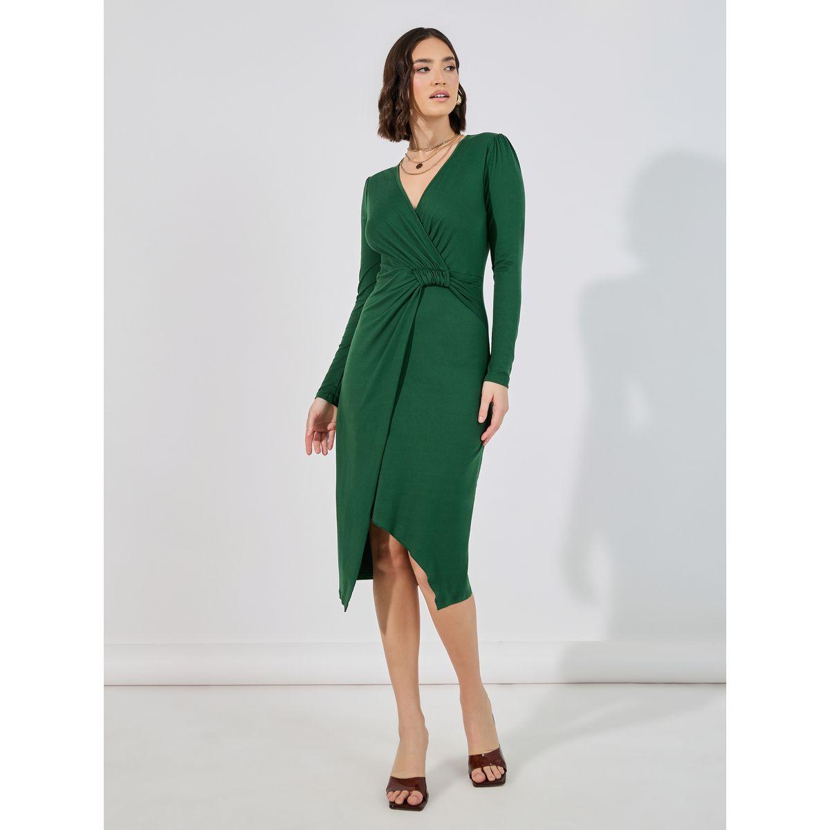 Styli Knotted Wrap Front Bodycon Midi Dress-women-clothing-dresses-image-4