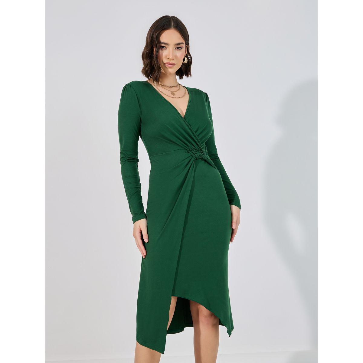 Styli Knotted Wrap Front Bodycon Midi Dress-women-clothing-dresses-image-5