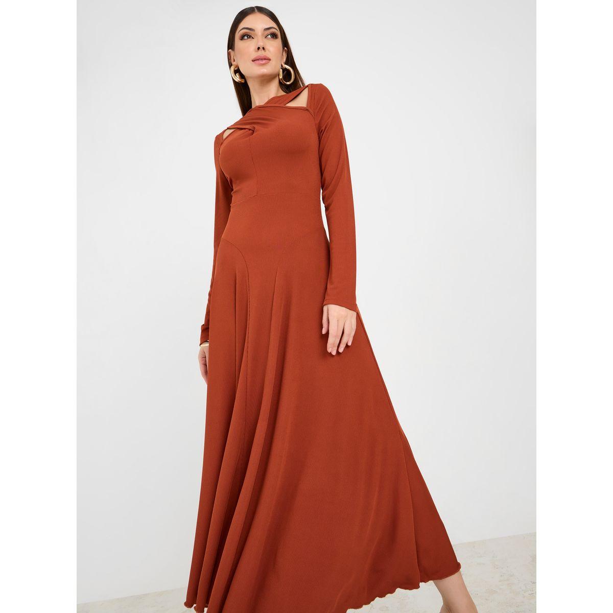 Styli Cross-Over Neckline Detail A-Line Maxi Dress-women-clothing-dresses-image-1