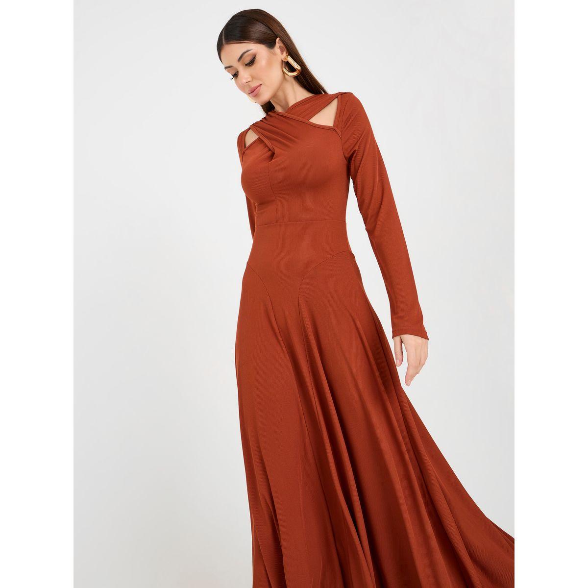 Styli Cross-Over Neckline Detail A-Line Maxi Dress-women-clothing-dresses-image-3