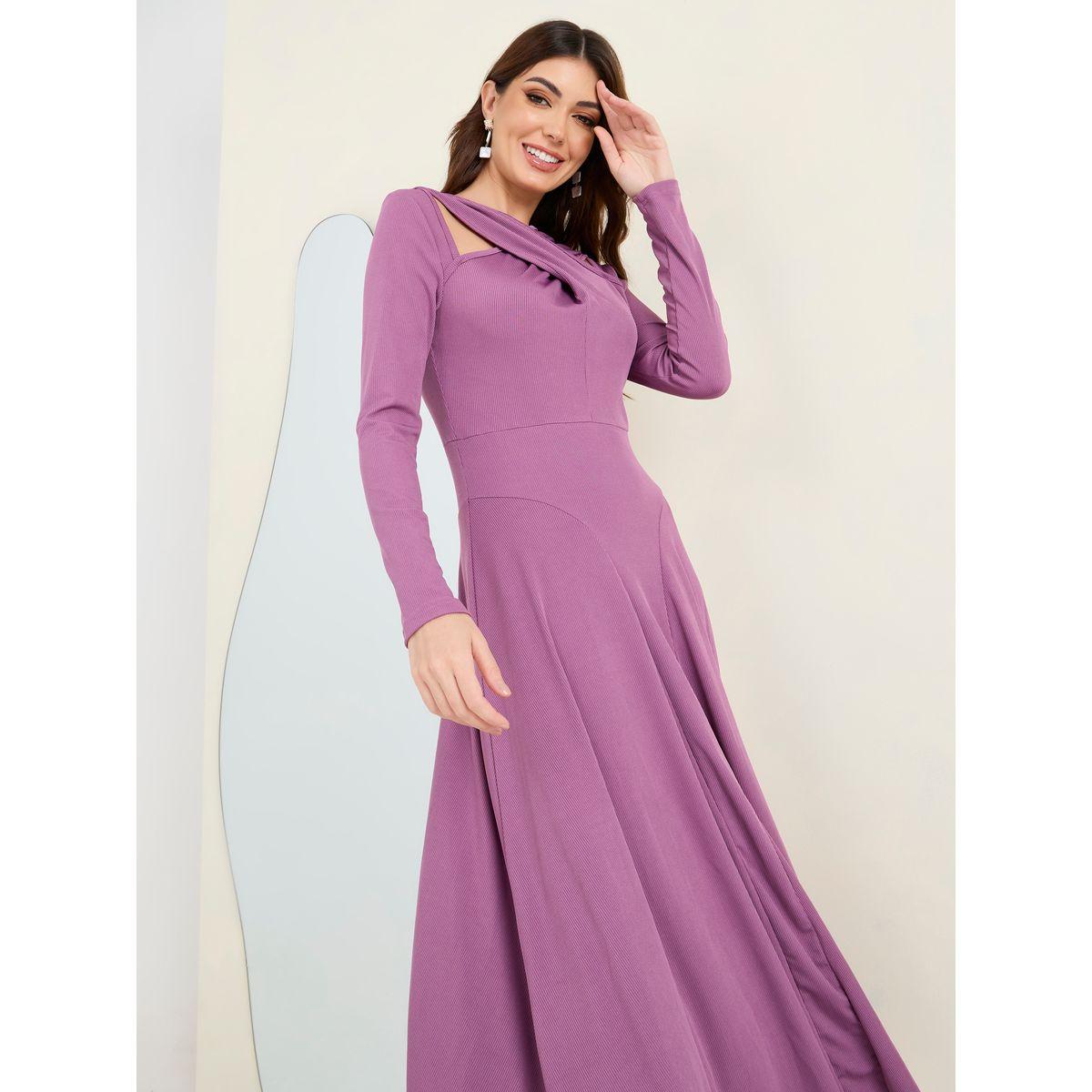 Styli Cross-Over Neckline Detail A-Line Maxi Dress-women-clothing-dresses-image-2