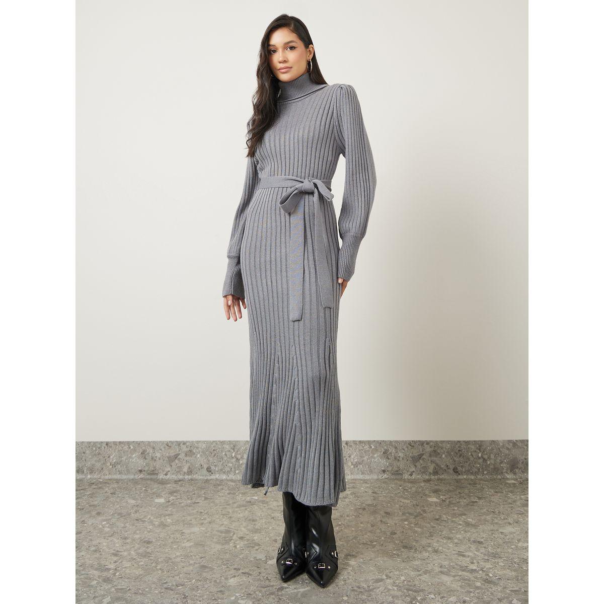 Styli Wide Ribbed Turtle Neck Sweater Maxi Dress-women-clothing-dresses-image-1