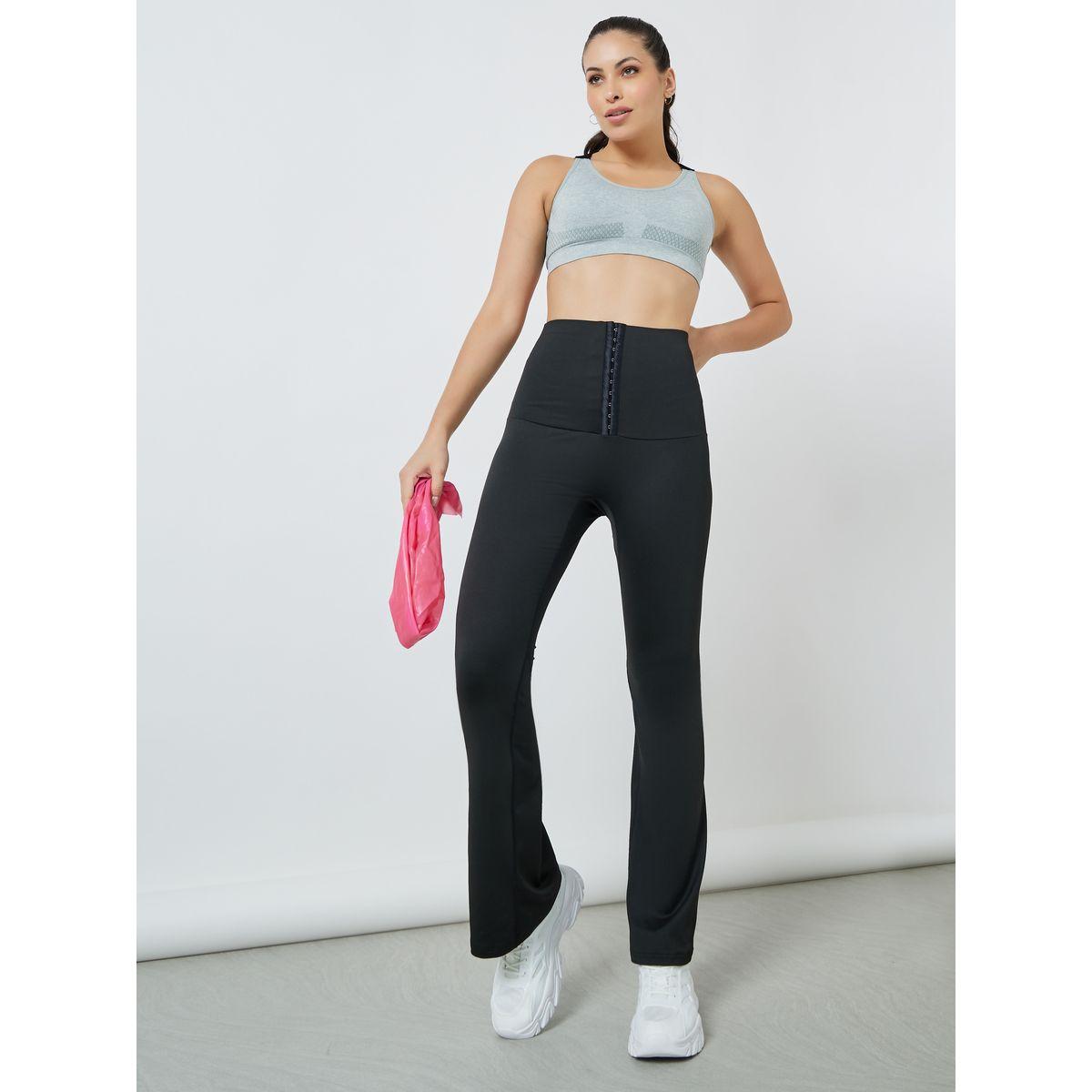 Styli Active Hook & Eye Tummy Control Flare Pants-women-clothing-sportswearandactivewear-bottoms-image-1