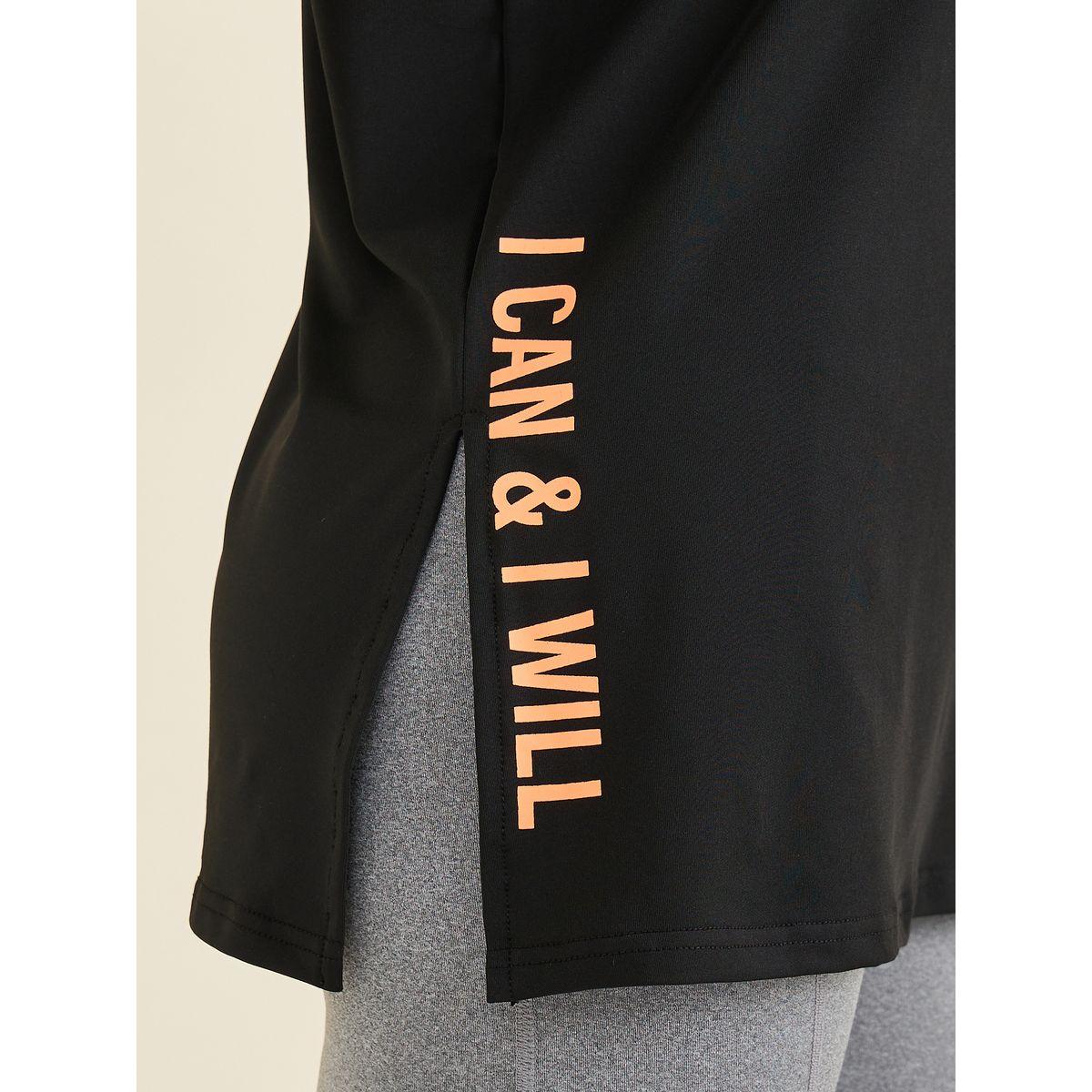 Styli Active Slogan Side Slit Detail Loose Yoga Fit Top-women-clothing-sportswearandactivewear-tshirtsandvests-image-3