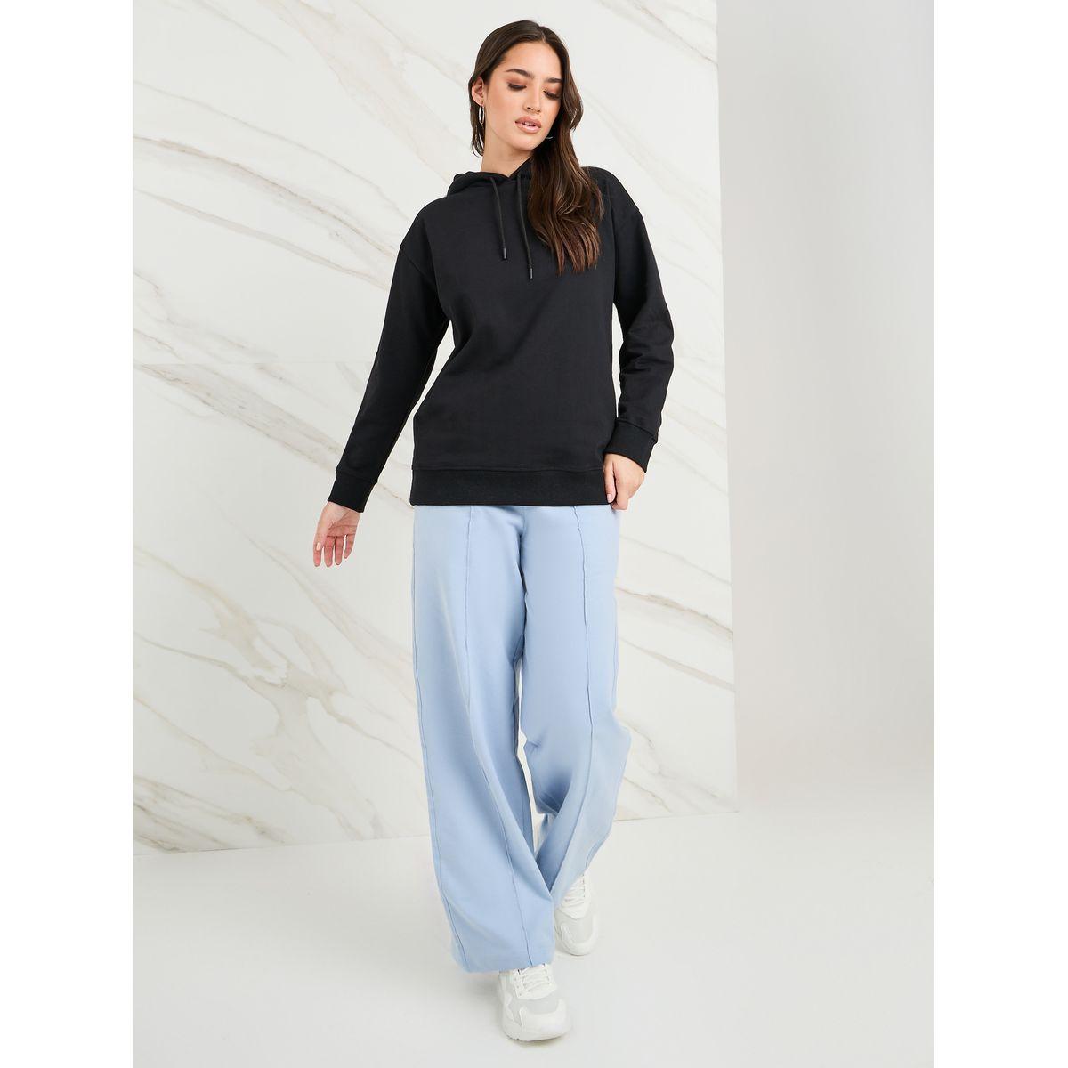 Styli Regular Fit Longline Solid Hoodie-women-winterwear-hoodiesandsweatshirts-hoodies-image-2