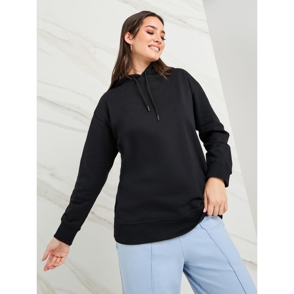 Styli Regular Fit Longline Solid Hoodie-women-winterwear-hoodiesandsweatshirts-hoodies-image-3
