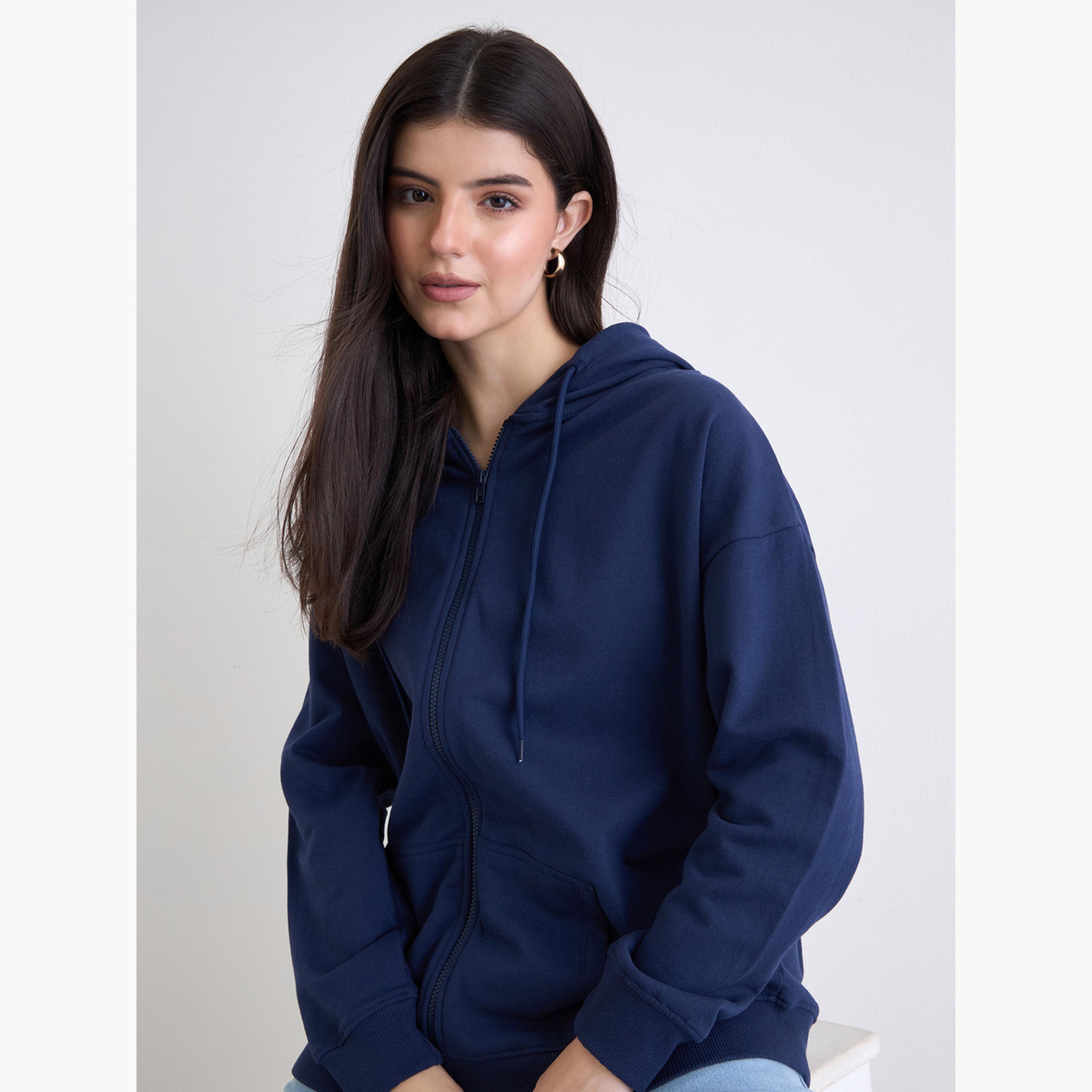 ستايلي - هودي طويل بسحاب حجم كبير-women-clothing-hoodiesandsweatshirts-hoodies-image-3