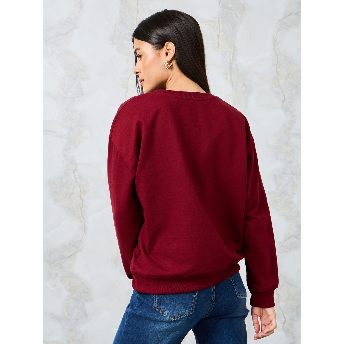 Styli Regular Fit Ribbed Round Neck & Cuffed Sweatshirt-women-winterwear-hoodiesandsweatshirts-sweatshirts-image-4