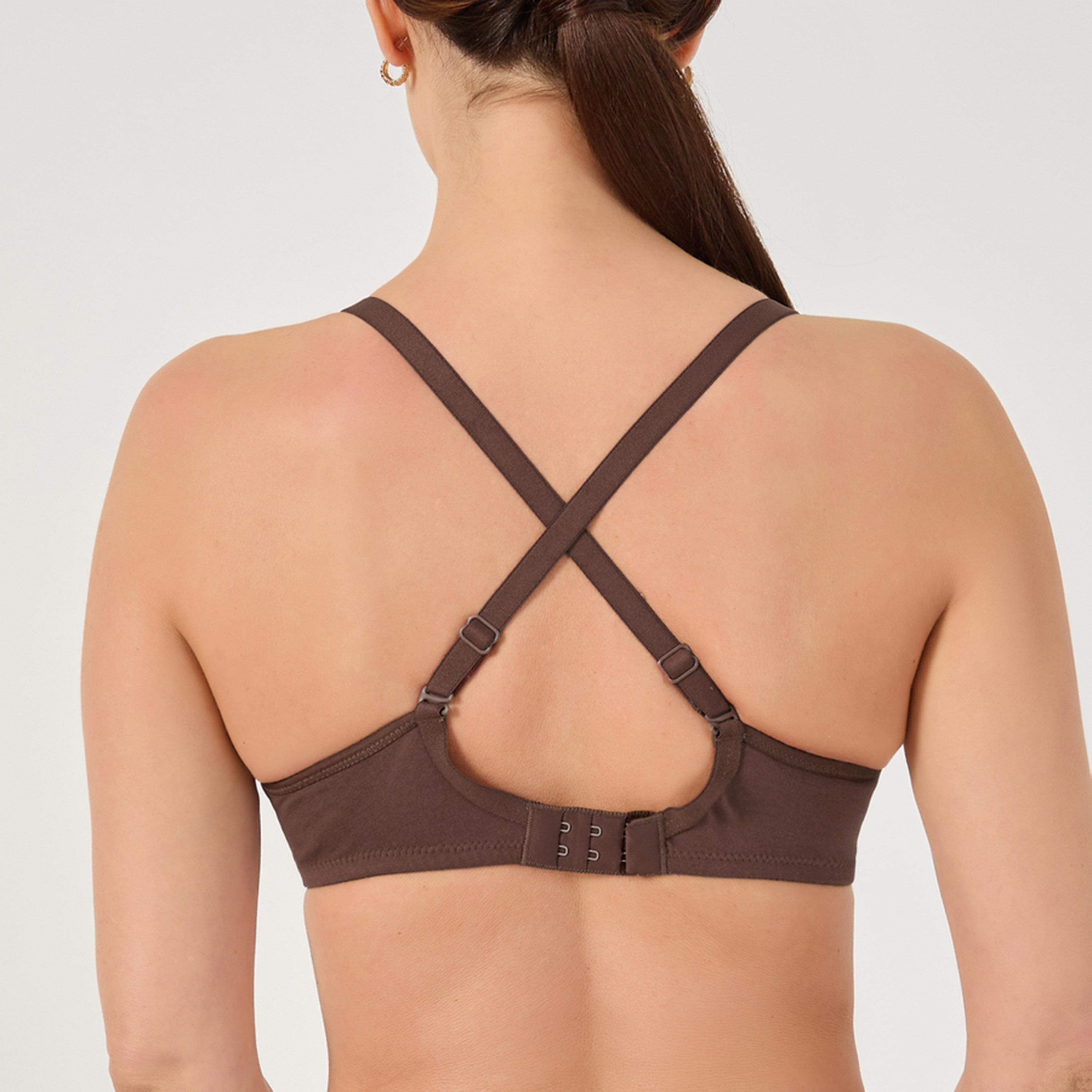 ستايلي - طقم قطعتين - حمالة صدر قطنية كاملة الكوب بدون أسلاك وغير مبطنة-women-clothing-lingerie-bras-image-5