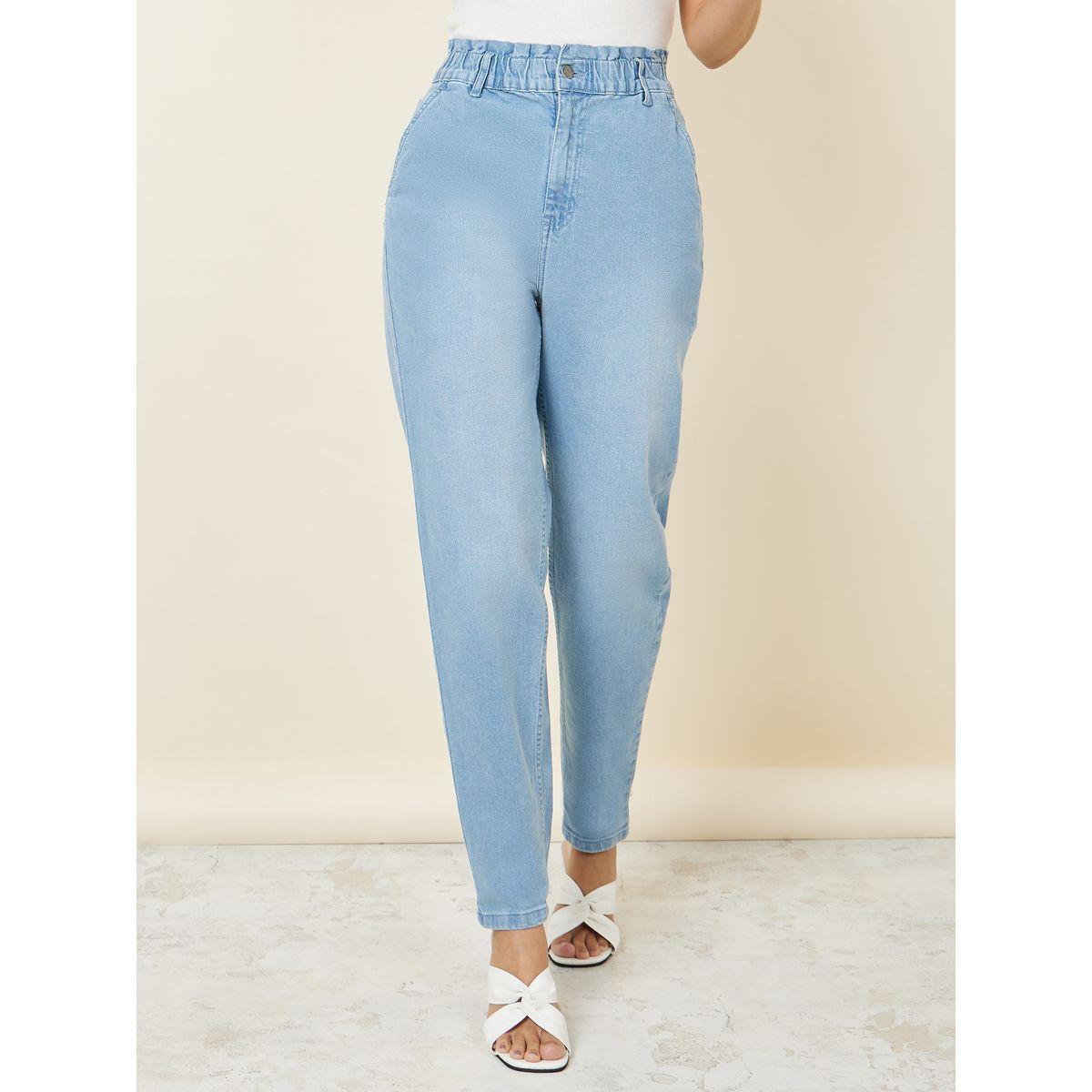 جينز بقصة موم وخصر بيبر باغ-women-clothing-bottoms-jeans-image-1