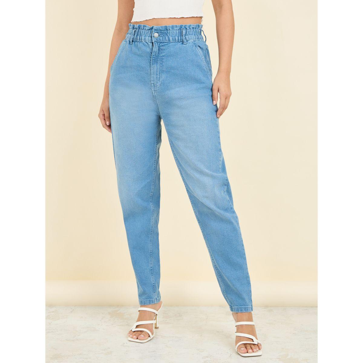 جينز بقصة موم وخصر بيبر باغ-women-clothing-bottoms-jeans-image-1