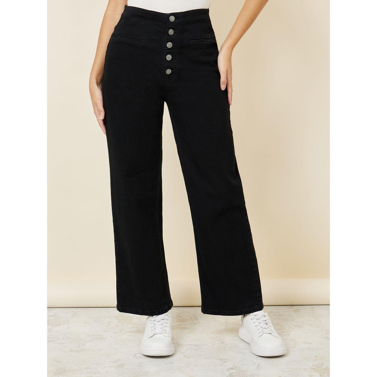 Styli Multi Button Placket Wide Leg High Rise Jeans-women-clothing-bottoms-jeans-image-1