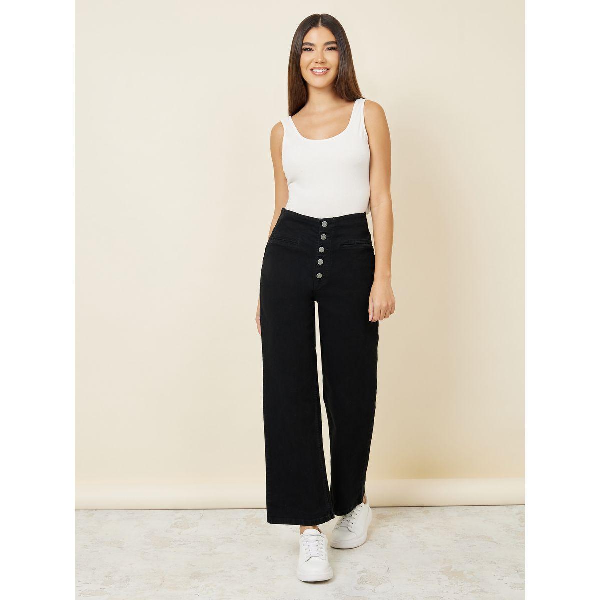 جينز بأرجل واسعة وأزرار غلق-women-clothing-bottoms-jeans-image-2