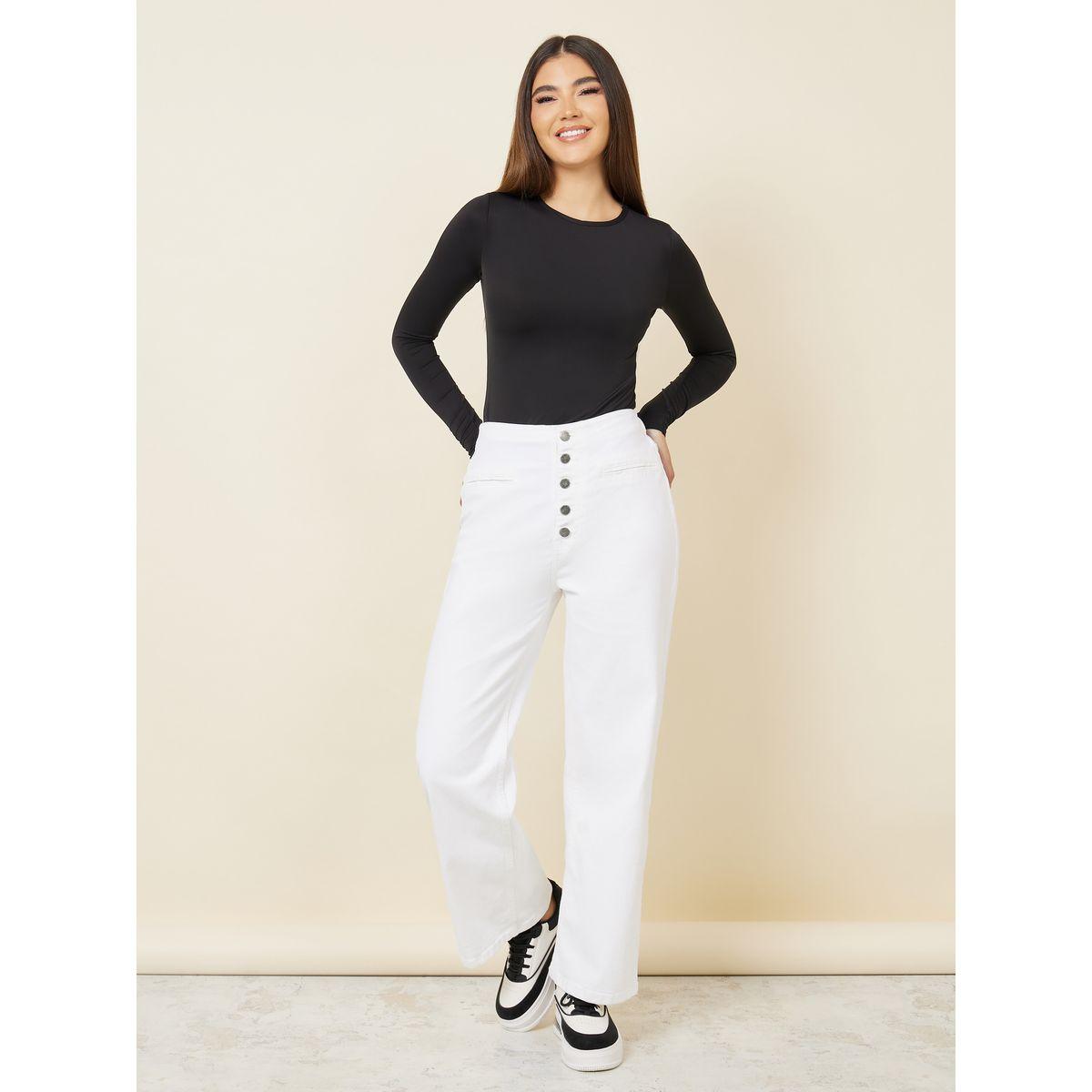 Styli Multi Button Placket Wide Leg High Rise Jeans-women-clothing-bottoms-jeans-image-2
