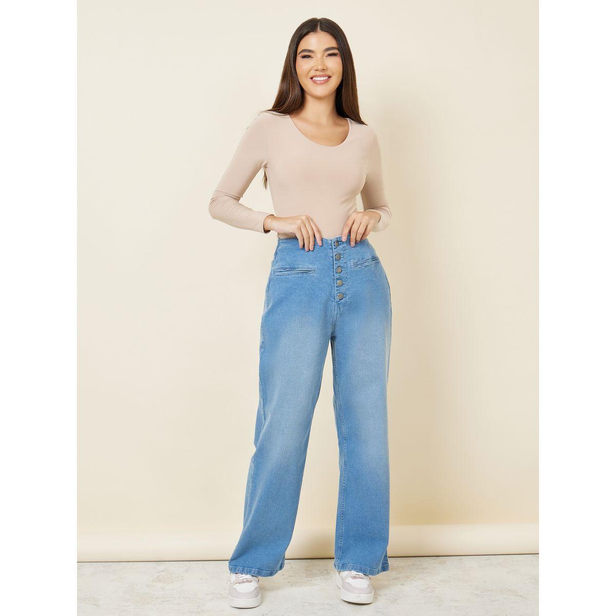 جينز بأرجل واسعة وأزرار غلق-women-clothing-bottoms-jeans-image-3
