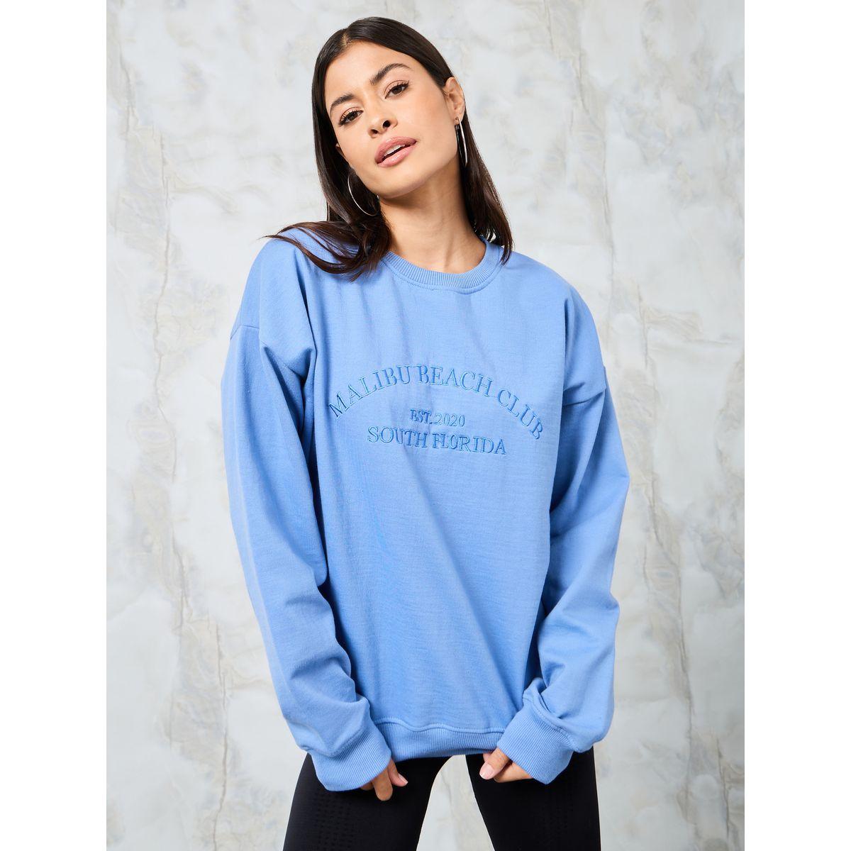 Styli Oversized Embroidered Slogan Cotton Sweatshirt-women-winterwear-hoodiesandsweatshirts-sweatshirts-image-1