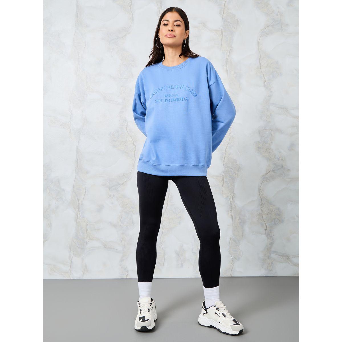 Styli Oversized Embroidered Slogan Cotton Sweatshirt-women-winterwear-hoodiesandsweatshirts-sweatshirts-image-2