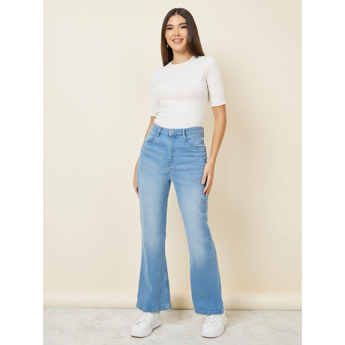 جينز بخصر عالي وتفاصيل لون باهت-women-clothing-bottoms-jeans-image-2