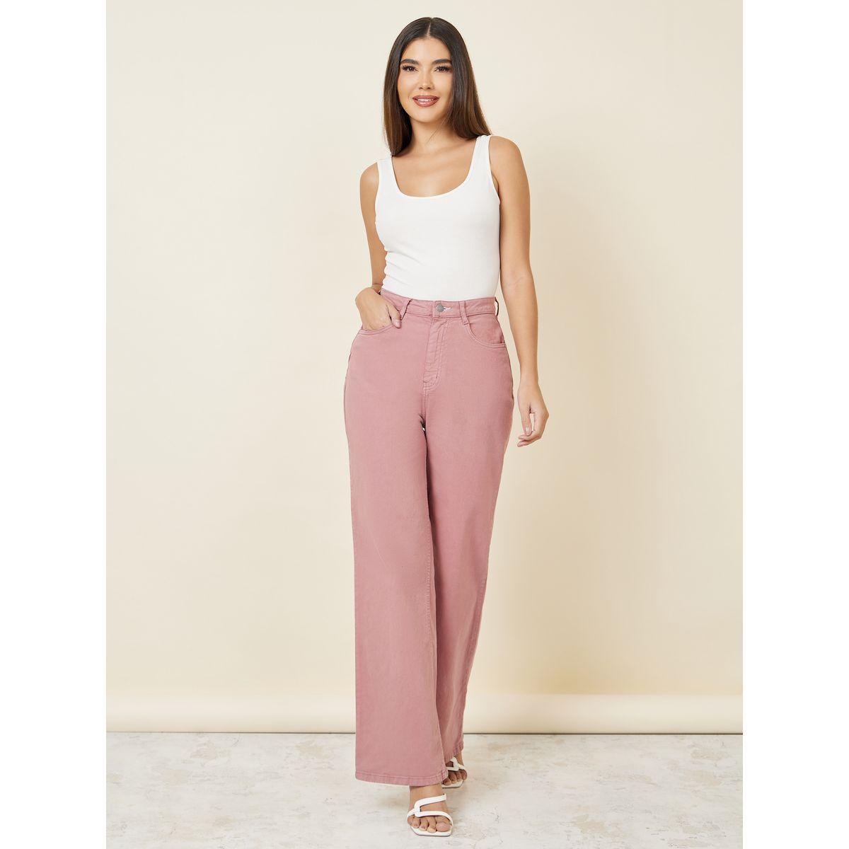 جينز سادة بأرجل واسعة وخصر عالي-women-clothing-bottoms-jeans-image-3