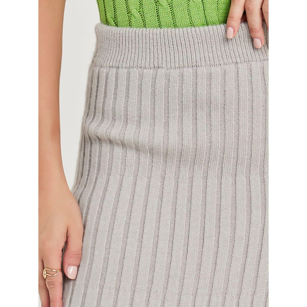 Styli Knit Ribbed Bodycon Midi Skirt With Side Slit-women-clothing-bottoms-skirts-image-3