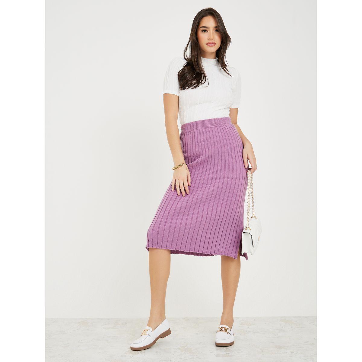 تنورة ميدي بشق جانبي-women-clothing-bottoms-skirts-image-1