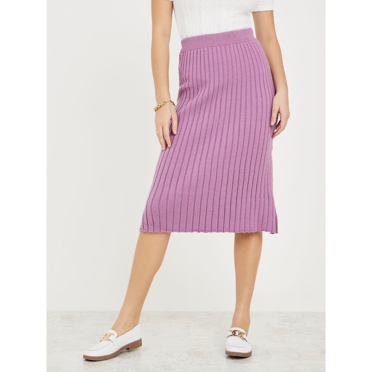Styli Knit Ribbed Bodycon Midi Skirt With Side Slit-women-clothing-bottoms-skirts-image-2