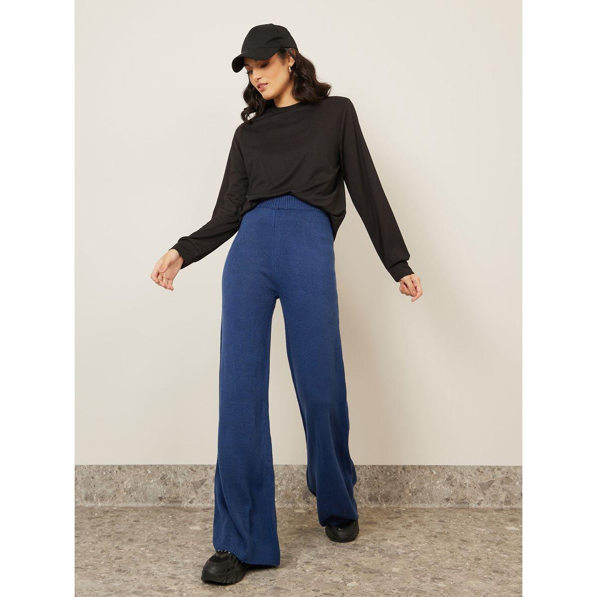 Styli Flat Knit High Rise Wide Leg Pants-women-clothing-bottoms-trousers-image-1