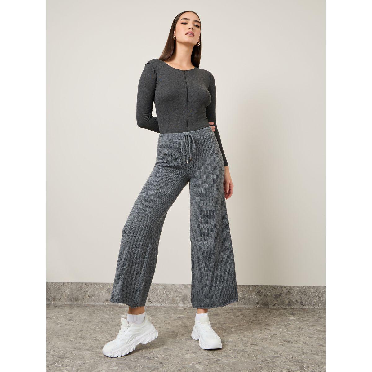 Styli Flat Knit Textured Wide Leg Pants-women-clothing-bottoms-trousers-image-1
