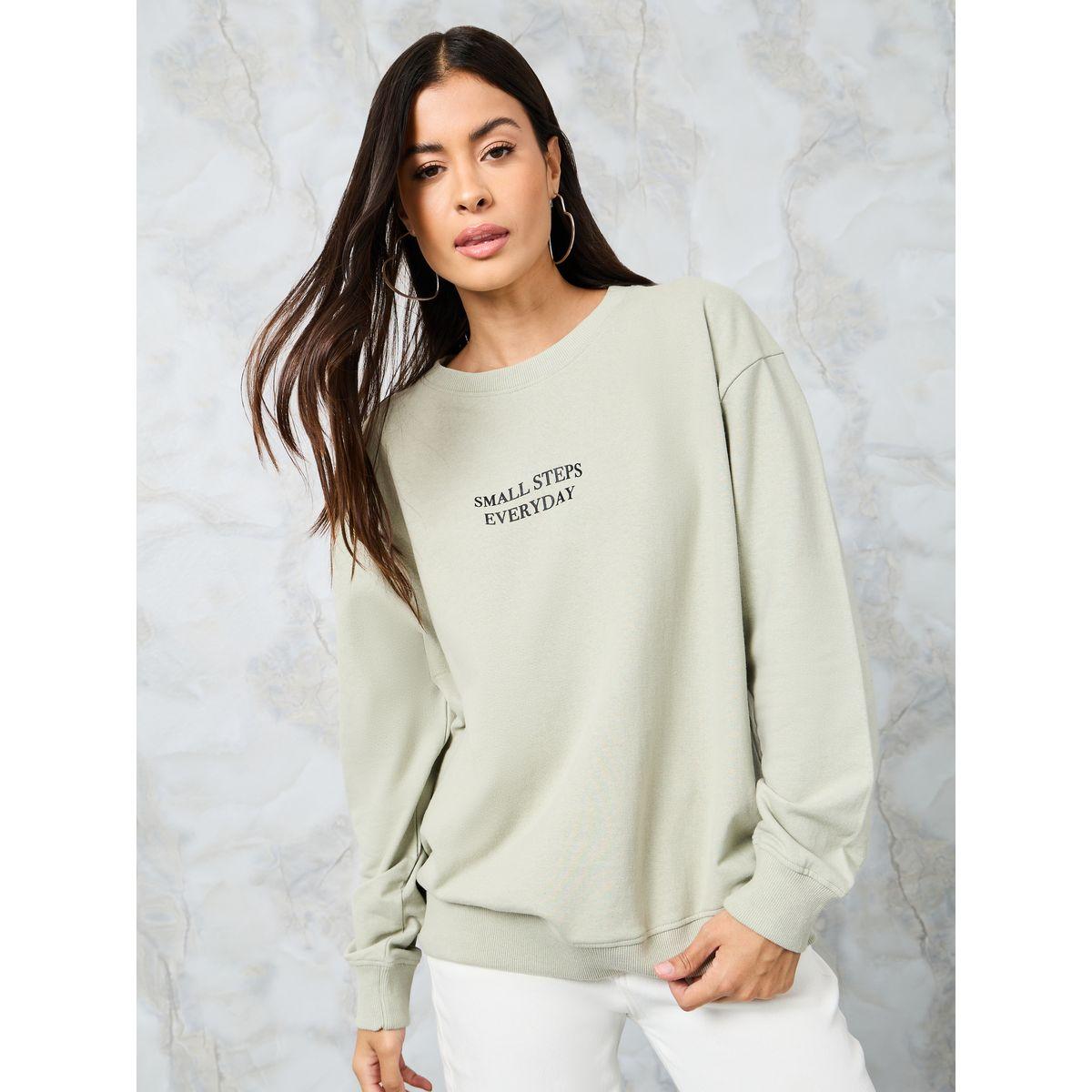 Styli Regular Fit Slogan Sweatshirt with Long Sleeve-women-winterwear-hoodiesandsweatshirts-sweatshirts-image-1