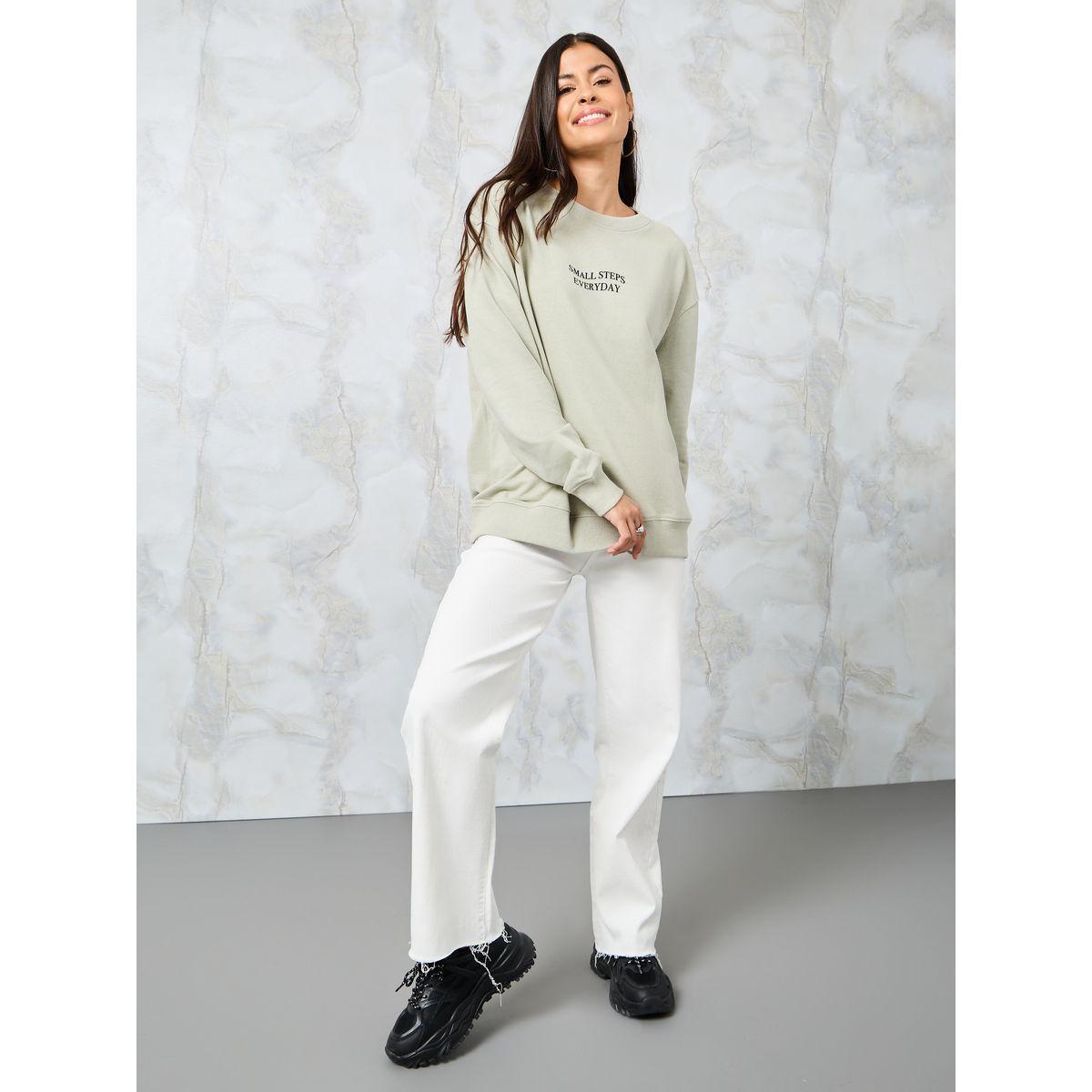 Styli Regular Fit Slogan Sweatshirt with Long Sleeve-women-winterwear-hoodiesandsweatshirts-sweatshirts-image-2