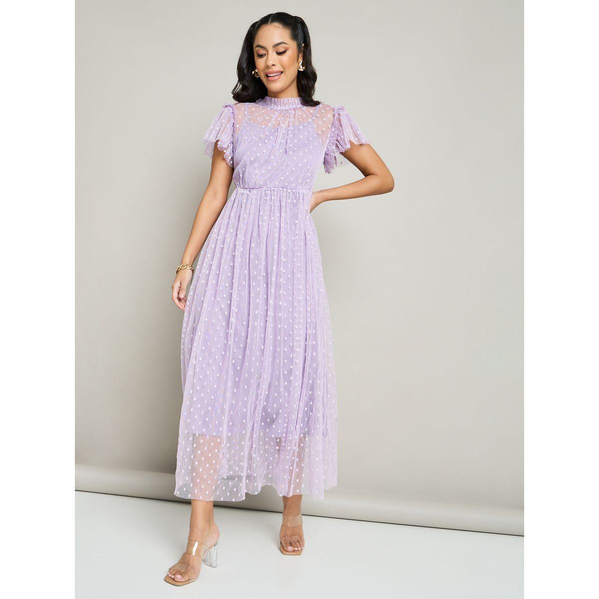 Styli Mesh Insert Dobby A Line Maxi Dress-women-clothing-dresses-image-1