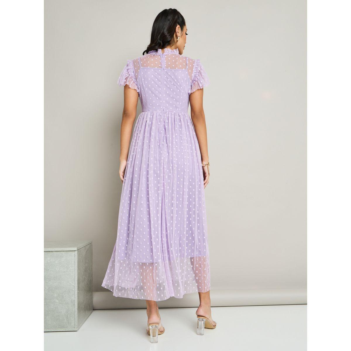 Styli Mesh Insert Dobby A Line Maxi Dress-women-clothing-dresses-image-4