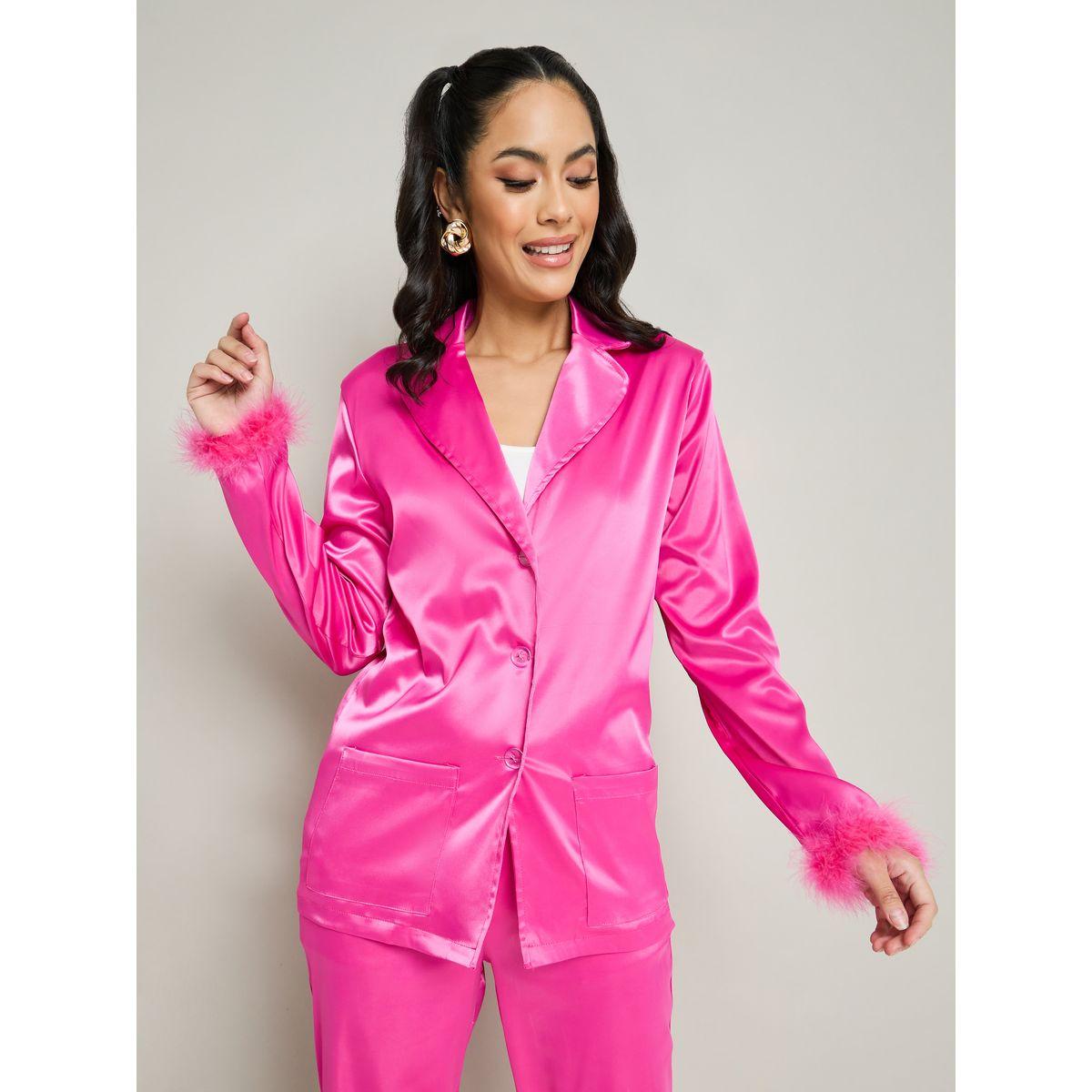Styli Faux Fur Hem Detail Blazer & Tie Up Pants-women-clothing-coordsets-image-3