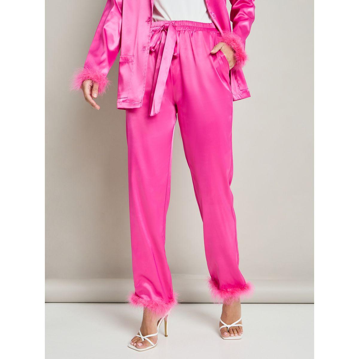 Styli Faux Fur Hem Detail Blazer & Tie Up Pants-women-clothing-coordsets-image-4
