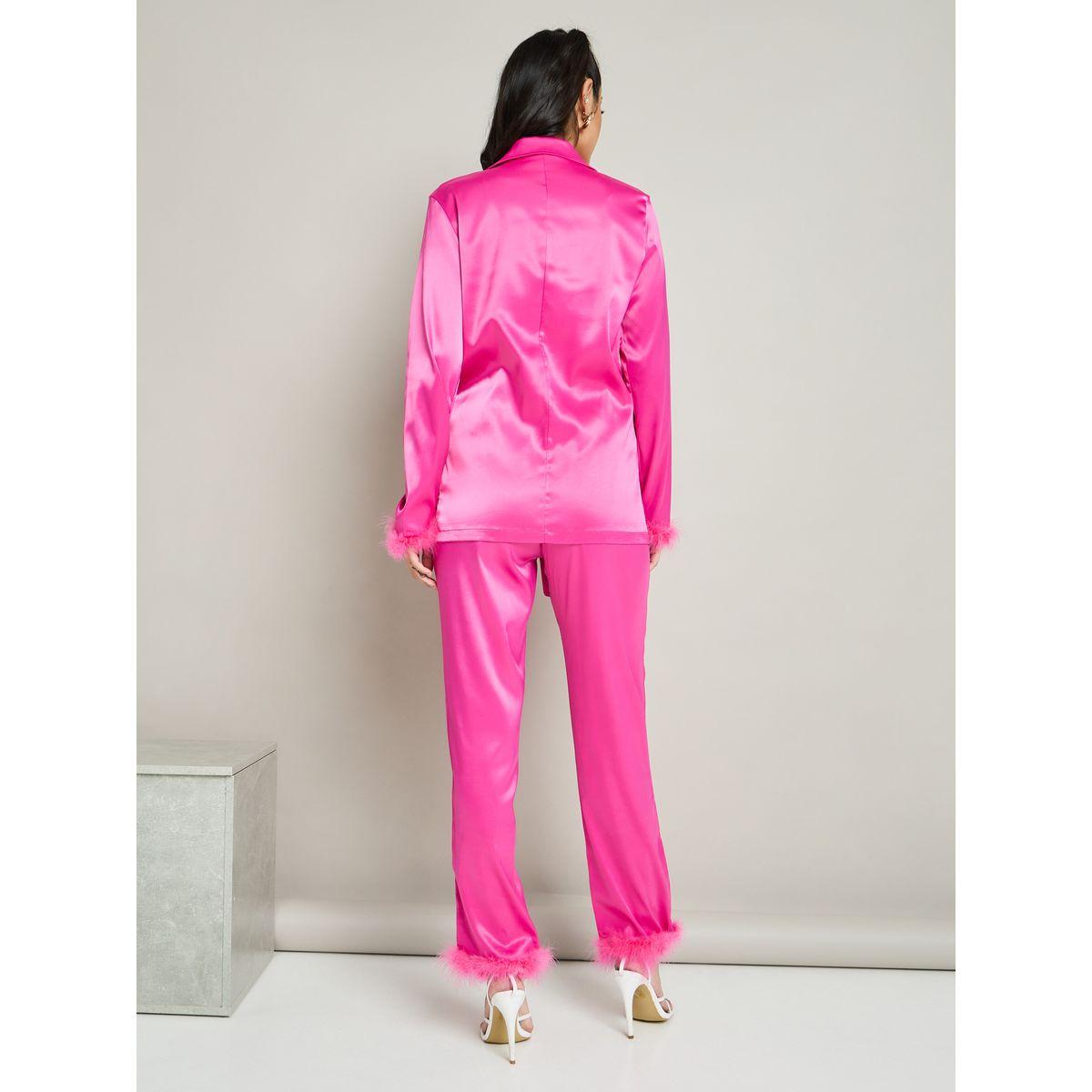 Styli Faux Fur Hem Detail Blazer & Tie Up Pants-women-clothing-coordsets-image-6