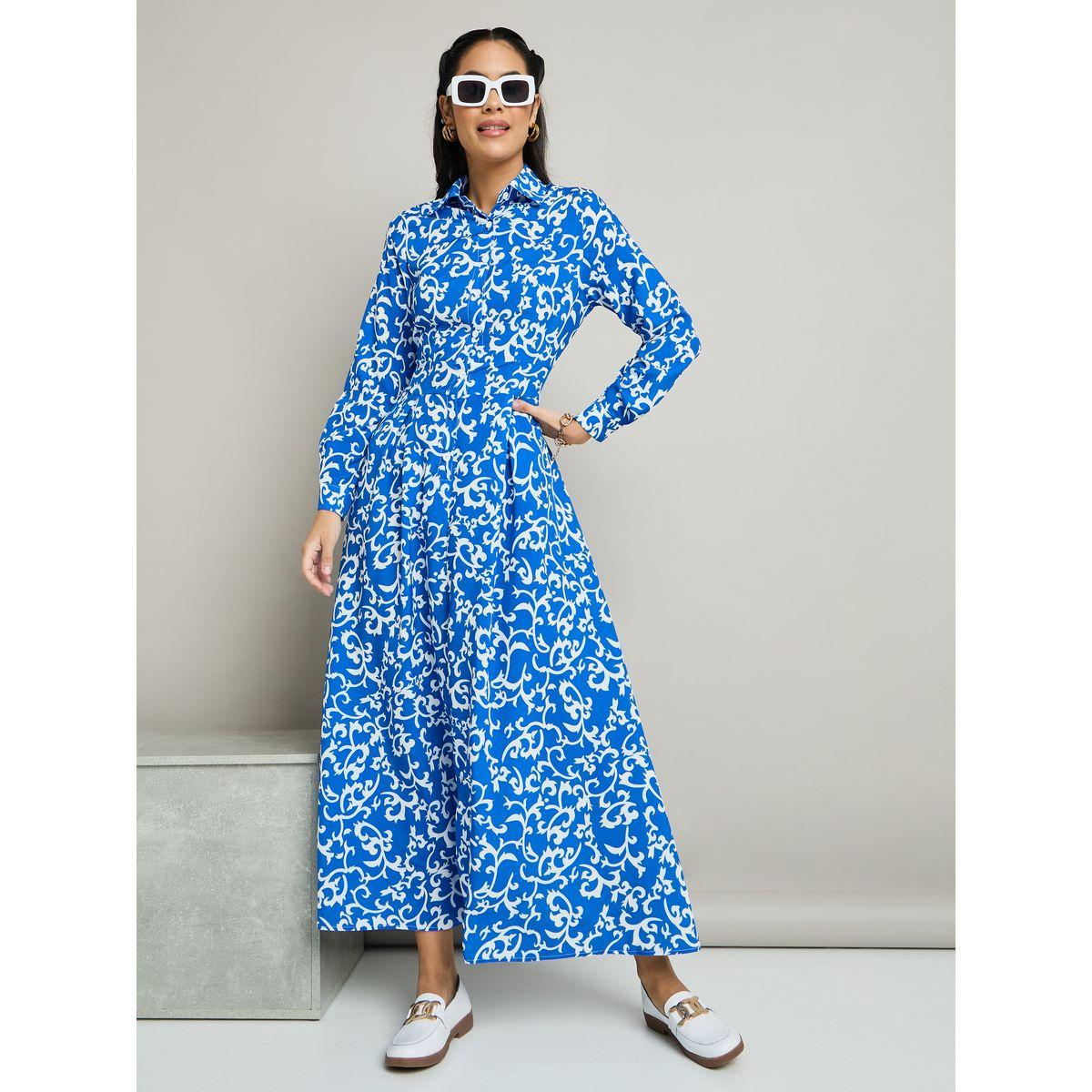 Styli All Over Tile Print Collared Maxi Dress-women-clothing-dresses-image-2