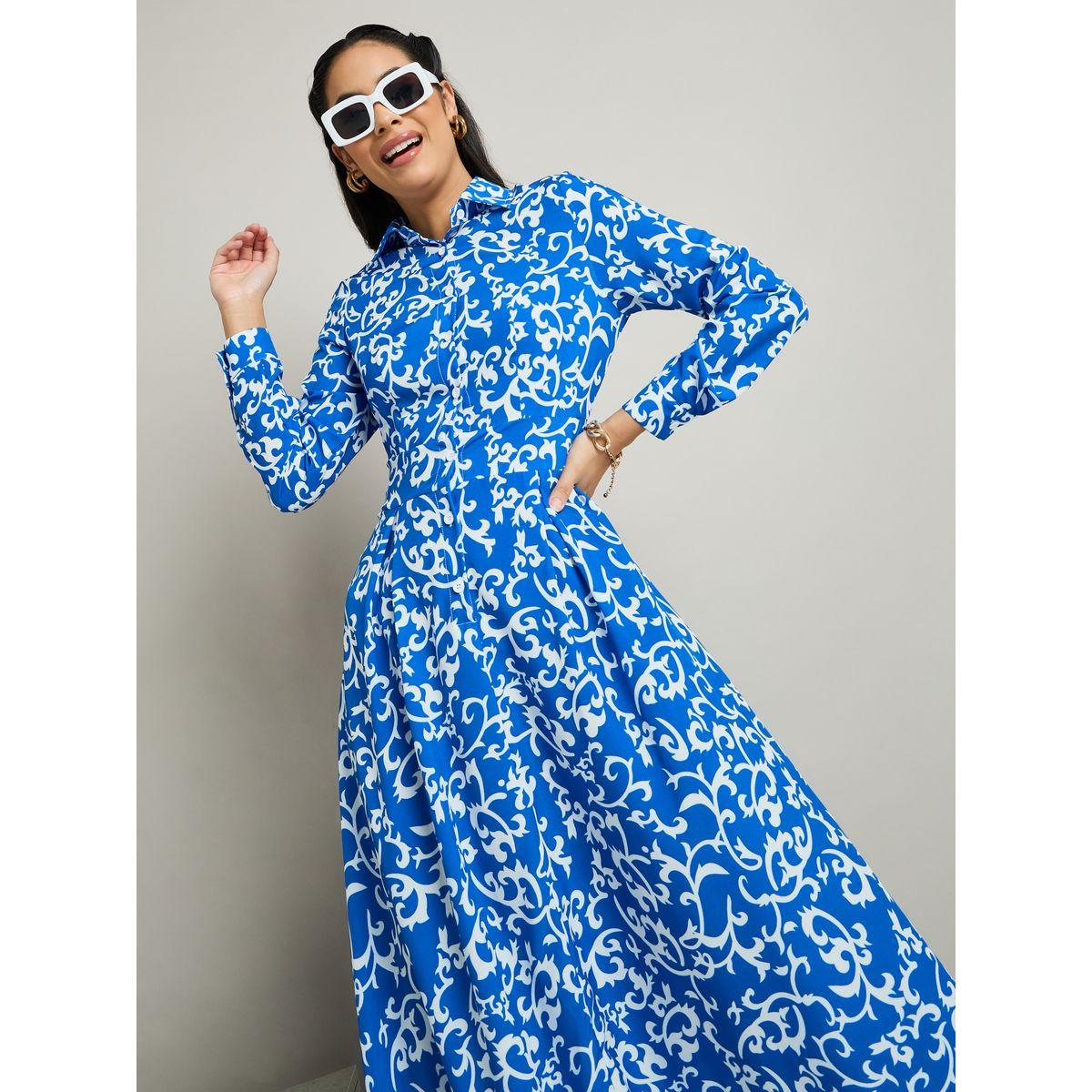 Styli All Over Tile Print Collared Maxi Dress-women-clothing-dresses-image-3