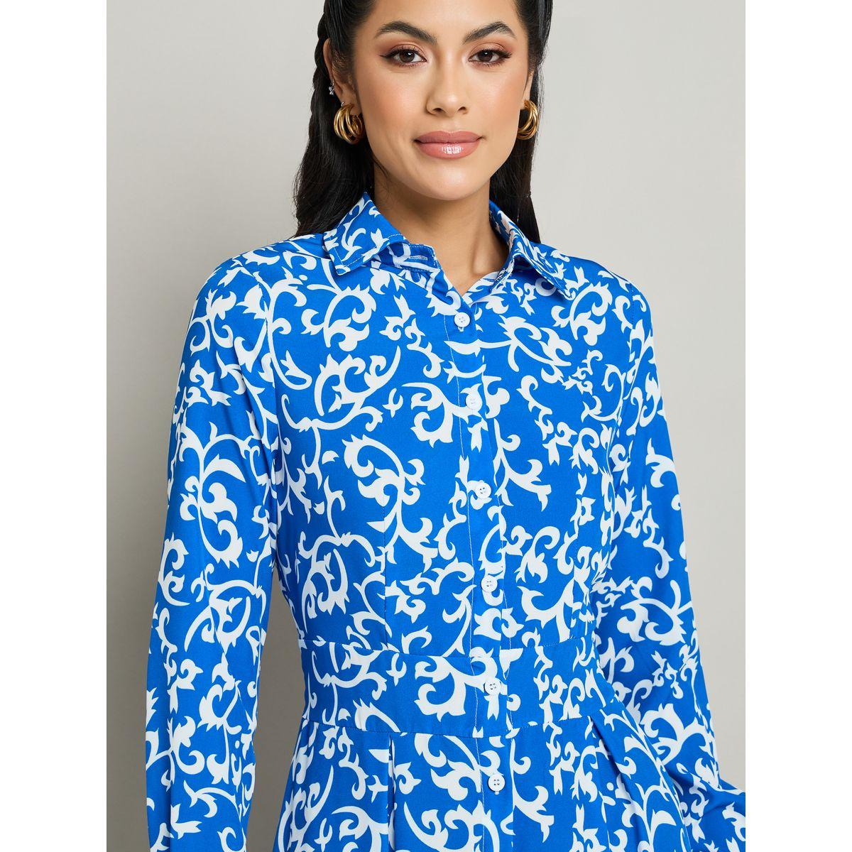 Styli All Over Tile Print Collared Maxi Dress-women-clothing-dresses-image-4