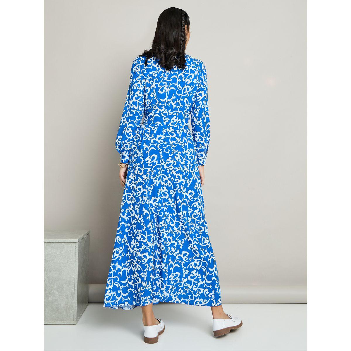 Styli All Over Tile Print Collared Maxi Dress-women-clothing-dresses-image-5