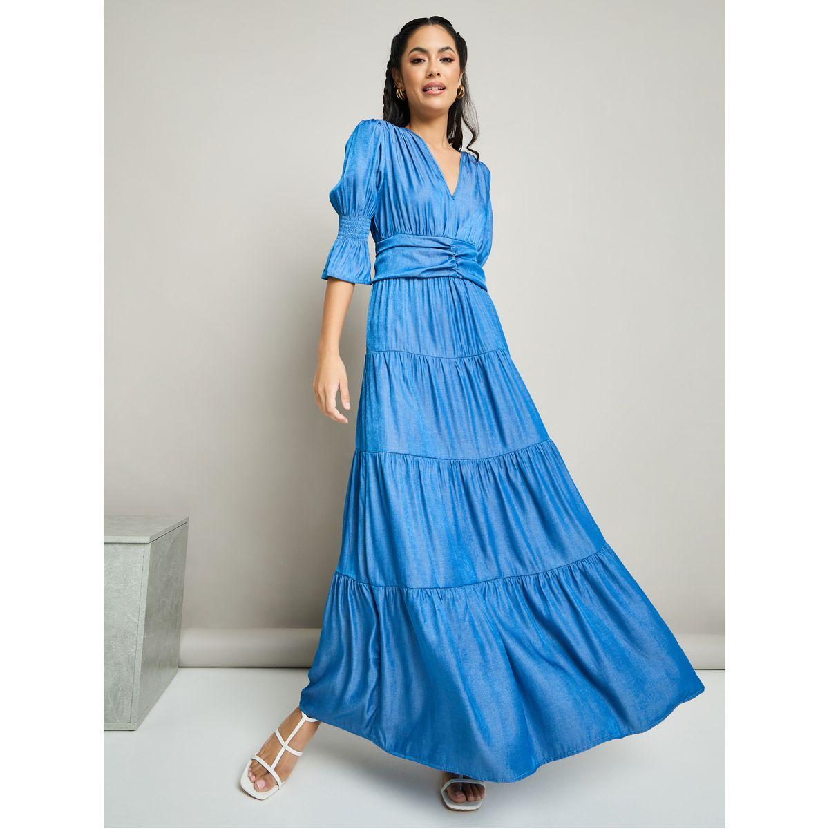 Styli Gathered Detail Tiered Maxi Dress-women-clothing-dresses-image-1